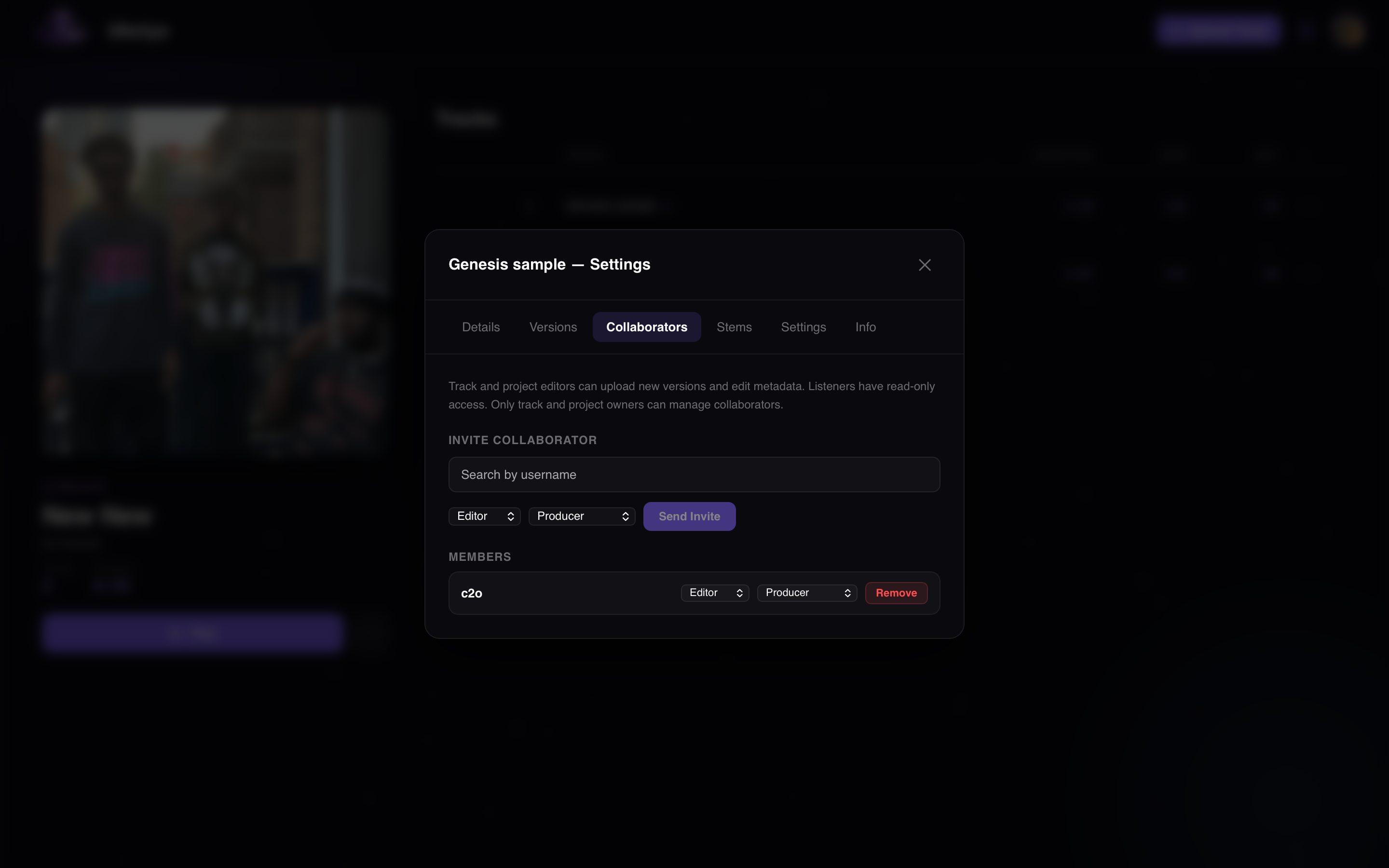 Uforiya collaborator settings